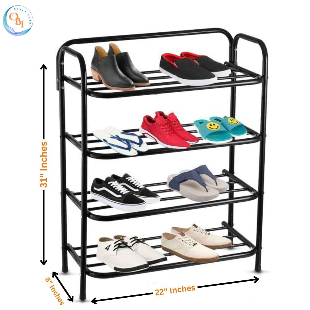 4 Layer Shoe Rack - Durable Iron Construction for Organized Storage