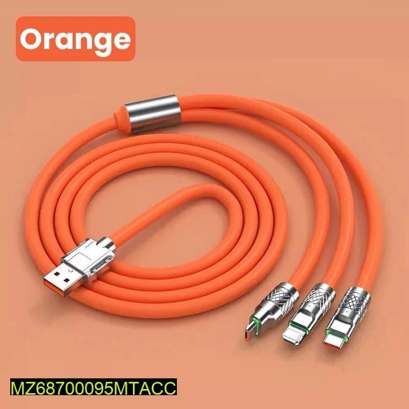 3 In 1 Mobile Charging Cable, Orange